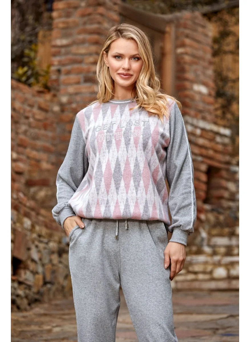 Cossy By Aqua 24068 Women's Diamond Tracksuit Set-Pink