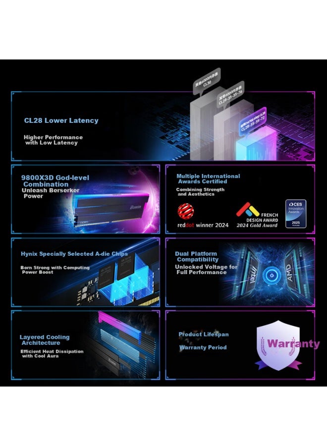 Biwin 16gb Ddr5 6000mhz Desktop Memory Module Timewalker Dw100 Rgb Led White Ai Pc Accessories - Image 1
