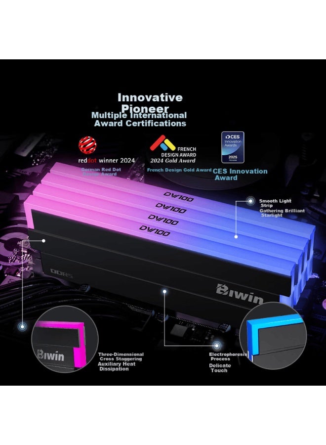 Biwin 16gb Ddr5 6000mhz Desktop Memory Module Timewalker Dw100 Rgb Led White Ai Pc Accessories - Image 2