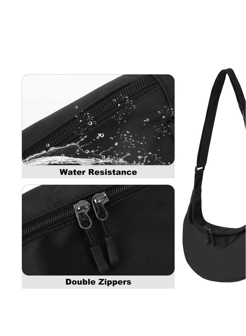 SYOSI Small Sling Crossbody Bag for Women Men, Casual Crossbody Bag Sling Backpack with Adjustable Strap, Lightweight Nylon Shoulder Waist Pack Belt Bag with 2 Zippers for School Travel Hiking (Black)  - Image 3