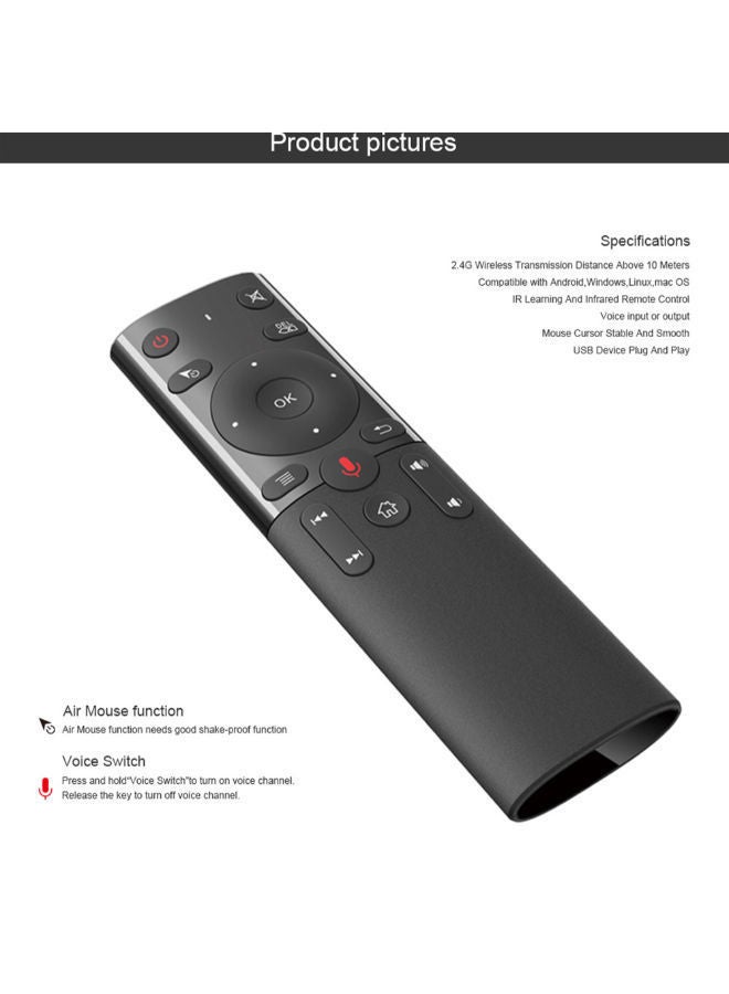 NIBEMINENT Wireless Voice Remote Control With IR Learning Microphone Gyroscope Black - Image 3
