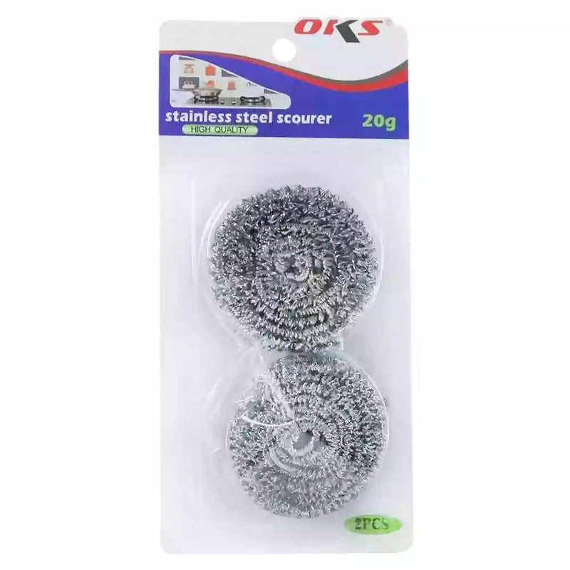 OKS Heavy Duty Stainless Steel Wire Scourer, Dishes Pots and Pans Scrubber- 2pcs - Image 1