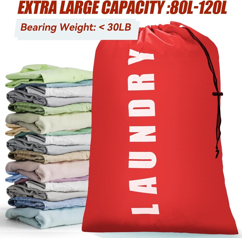 Isink Laundry Bag, 2 Pack Travel Laundry Bags for Dirty Clothes, Large Laundry Bags for Camping & Traveling, Dirty Clothes Travel Bag, 24" x 36" (Black + Red) - Image 4