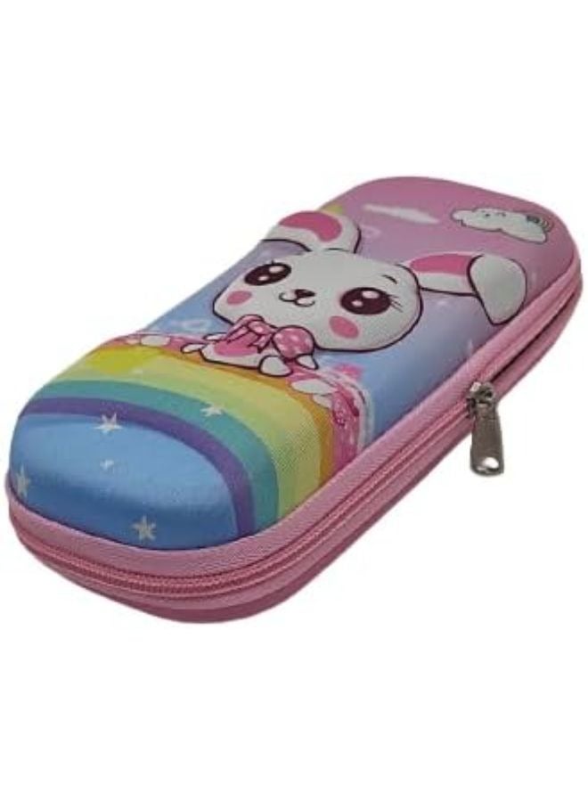 Girls Pencil Case New 3D Cover Large Capacity Pencil Case, Student School Supplies Organizer (Rabbit and Rainbow(Pink)) - Image 3