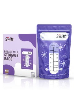 Swift 50 Pcs Breastmilk Storage Bags, Temp-Sensing Zero-Pollution Milk Storing Bag for Breastfeeding, Presterilized, Hygienically Doubled-Sealed, No-Leak for Refrigeration and Freezing 