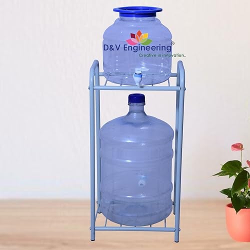D&V ENGINEERING - Creative in innovation D&V Engineering Metal Water Dispenser Stand for 20L Bottle | 2-Tier Water Bottle Holder & Flower Pot Stand | 2.2 ft Tall Water Filter Stand - Grey - Image 3