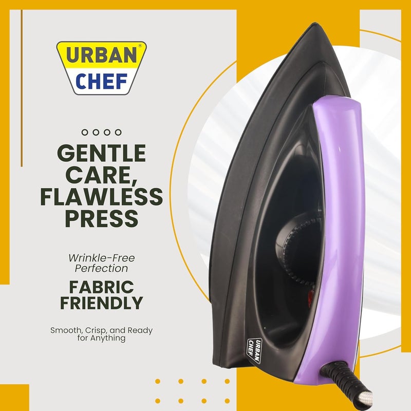 Urban Chef Ease Pro Iron Press 1 Year Warranty1000 Watt Iron Box Press Iron Electric IronDry IronIron for Clothes Press Light Weight NonStick Coated Heavy Sole Plate Violet Black - Image 3
