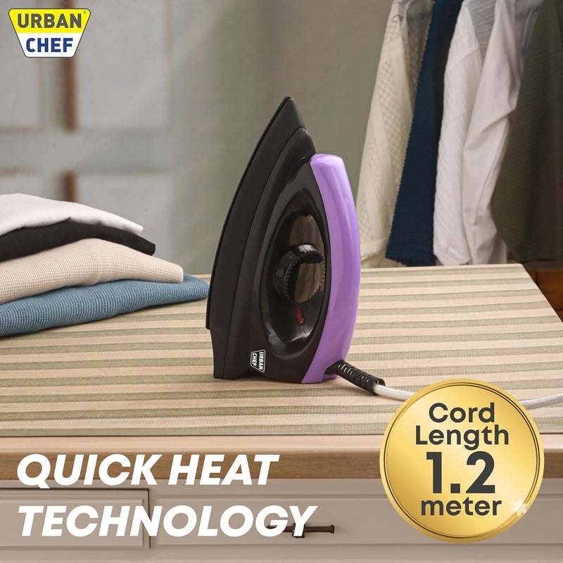 Urban Chef Ease Pro Iron Press 1 Year Warranty1000 Watt Iron Box Press Iron Electric IronDry IronIron for Clothes Press Light Weight NonStick Coated Heavy Sole Plate Violet Black - Image 4