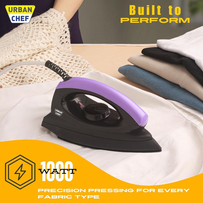 Urban Chef Ease Pro Iron Press 1 Year Warranty1000 Watt Iron Box Press Iron Electric IronDry IronIron for Clothes Press Light Weight NonStick Coated Heavy Sole Plate Violet Black - Image 5