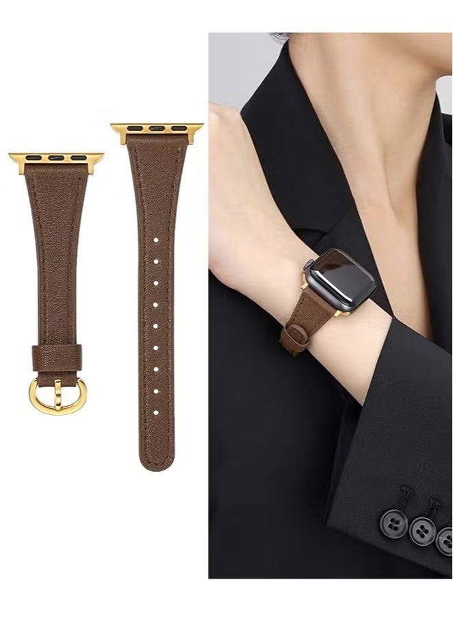 keloray Apple Watch Leather Band Women’s - Premium Top Grain Genuine Leather Strap, Ultra-Thin Design for 38/40/41mm Series 1-10/SE/ULTRA 2, Brown Neutral Watch Wristband  - Image 1