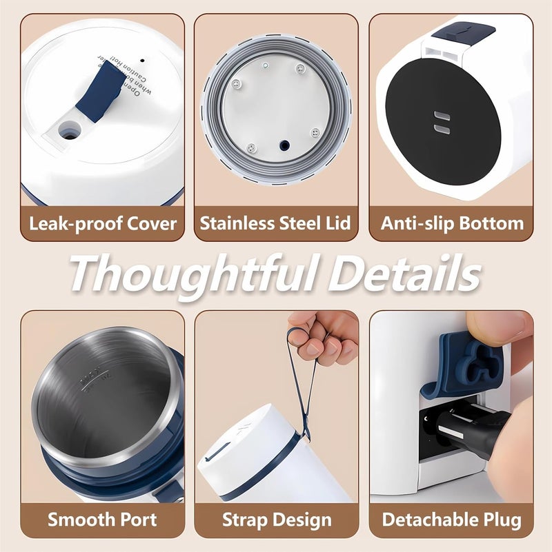 YIMI Portable Electric Kettle for Travel, 550ml Small Water Boiler for Tea Coffee Milk, 400W Stainless Steel Mini Water Kettle Heater with 6 Adjustable Temperature, Keep Warm, Auto Off for Trip, Office,Car - Image 5