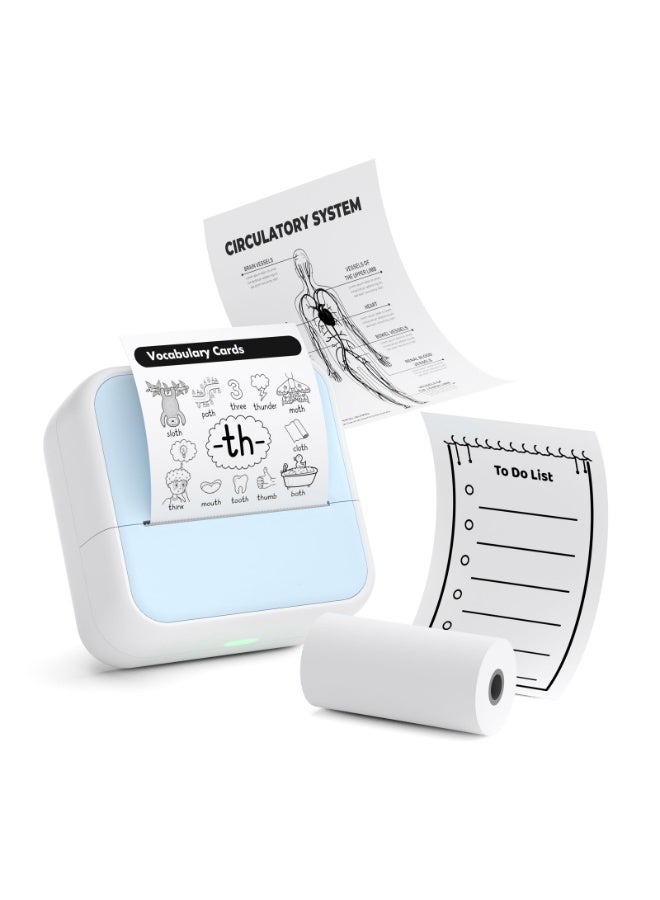 Smart Mistake-Correction Thermal Printer – Mini Bluetooth Label & Pocket Photo Printer, Ink-Free, HD Printing, OCR Text Recognition, Note & Homework Organizer, Compatible with iOS & Android, Blue  - Image 1