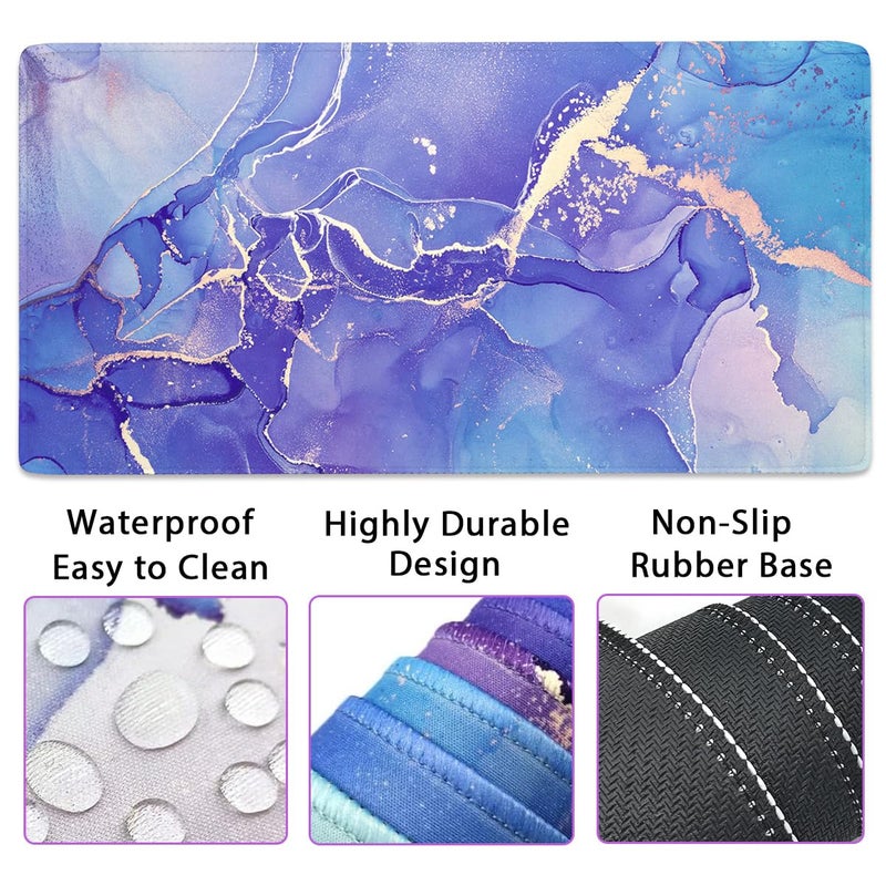 Yunoble 4-in-1 Gaming Mouse Pad Wrist Support Setï¼ŒDesk Pad + Mouse Pad with Wrist Rest + Keyboard Wrist Rest + Coaster, Ergonomic Design for Home Office Study Game - Purple Marble - Image 3
