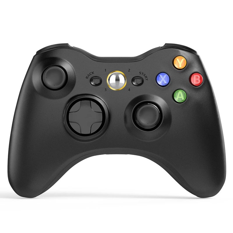 W&O Wireless Controller Compatible with Xbox 360 2.4GHZ Gamepad Joystick Wireless Controller Compatible with Xbox 360 and PC Windows 7,8,10,11 with Receiver (Black) - Image 1
