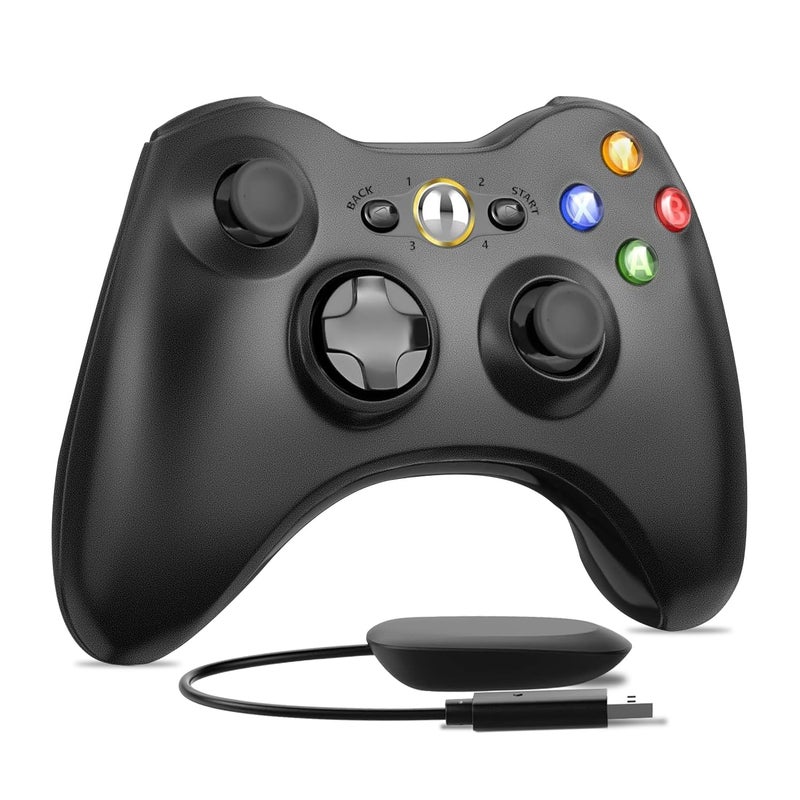 W&O Wireless Controller Compatible with Xbox 360 2.4GHZ Gamepad Joystick Wireless Controller Compatible with Xbox 360 and PC Windows 7,8,10,11 with Receiver (Black) - Image 2