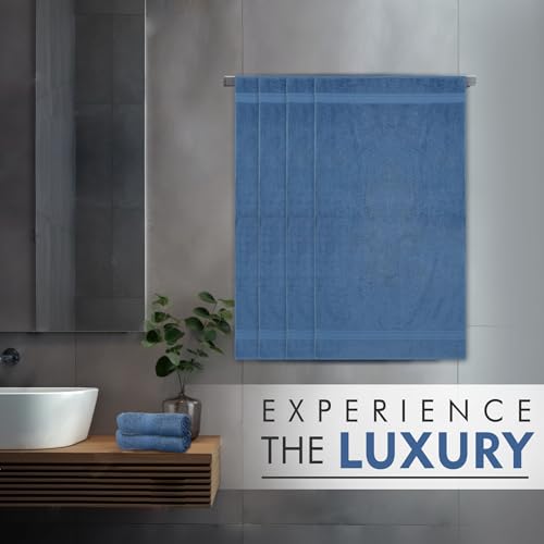 Ambra Linens 500 GSM Highly Absorbent Towels Set, 100% Cotton, Soft and Plush, All Seasons Use, Large, Everyday Use, Durable (4 Pcs Hand Towel Set, Dark Blue) - Image 3