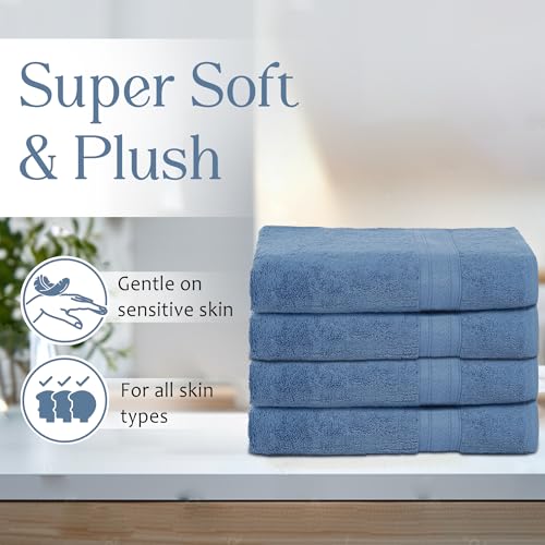 Ambra Linens 500 GSM Highly Absorbent Towels Set, 100% Cotton, Soft and Plush, All Seasons Use, Large, Everyday Use, Durable (4 Pcs Hand Towel Set, Dark Blue) - Image 2
