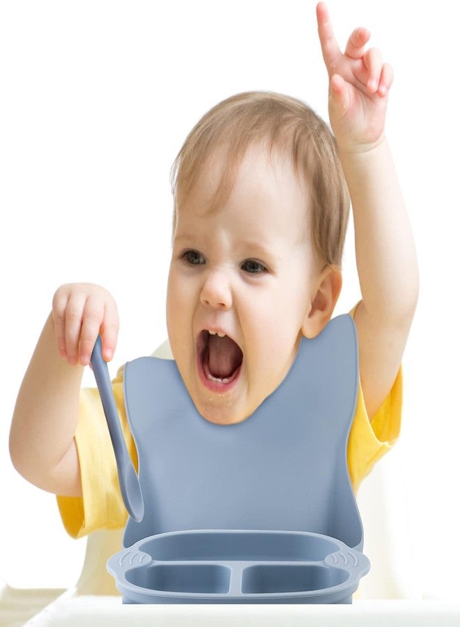 HEXONIQ® Baby Silicone Suction Plates, Baby Weaning Plate, Unbreakable Baby Plates with Suction for Toddlers Kids Self Feeding - Non-Slip Suction Divided Plate Suitable for High Chairs & Table (Blue) - Image 5