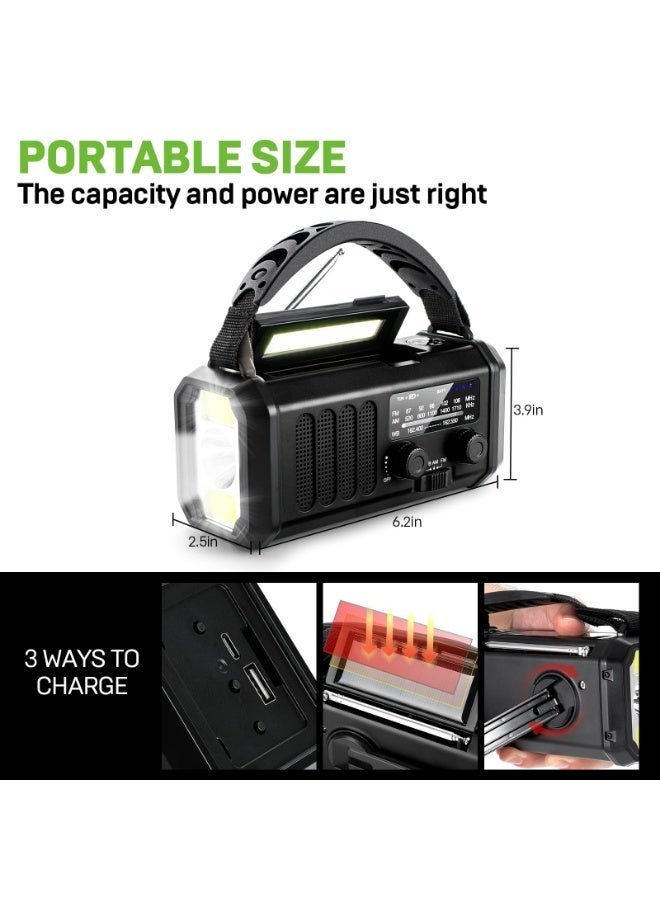 lanthour Portable Emergency Solar Radio 10000mAh Power Bank FM/AM Radio LED Flashlight Reading Light SOS Alarm Compass - Image 5