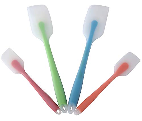 HiramWare HiramWare Silicone Spatula Set of 4  Heat Resistant Flexible Spatula 450F with Stainless Steel Core  Food Grade Premium Good Grip Kitchen Utensils  Seamless Heavy Duty BPA Free Dishwasher Safe