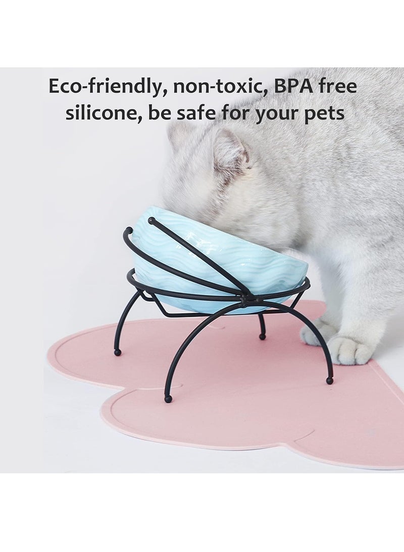 GUDOO سجادة سيليكون لتغذية الحيوانات الأليفة، مناسبة للكلاب والقطط، مع حواف مرتفعة لمنع التسرب، مانعة للانزلاق ومقاومة للماء، باللون الوردي - Image 4