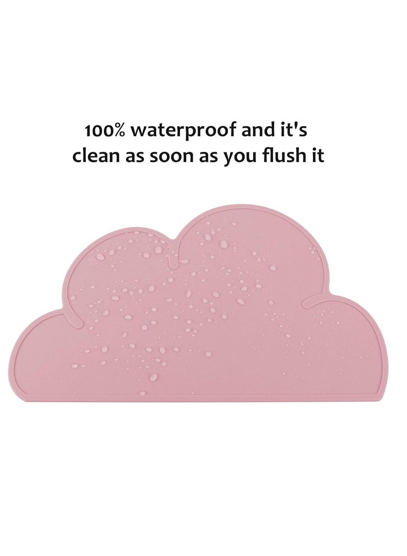 GUDOO سجادة سيليكون لتغذية الحيوانات الأليفة، مناسبة للكلاب والقطط، مع حواف مرتفعة لمنع التسرب، مانعة للانزلاق ومقاومة للماء، باللون الوردي - Image 3