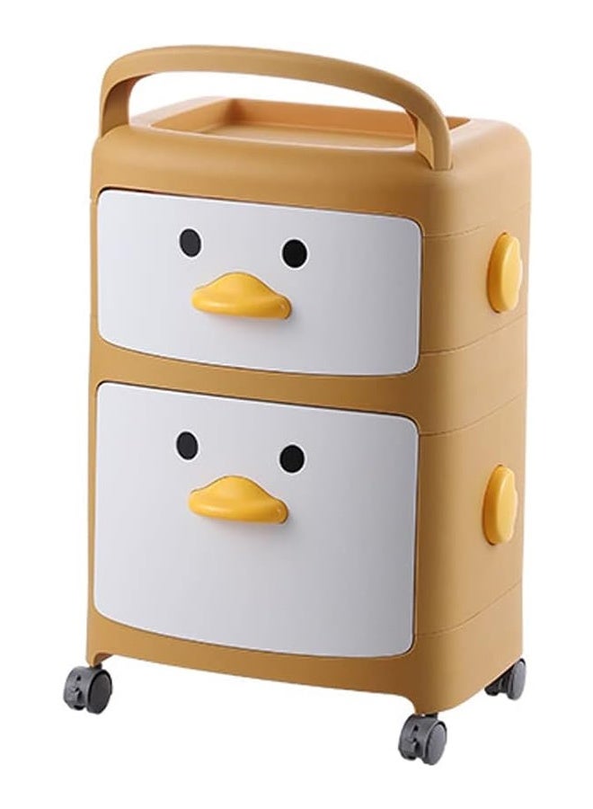 JCB CHIC صندوق تخزين من طابقين مع عجلات، منظم تخزين ألعاب الأطفال، صندوق تخزين ألعاب كبير مع درج، خزانة تخزين قائمة بتصميم كرتوني لغرفة نوم الأطفال، الحضانة، الروضة، فصل الحضانة - Image 1