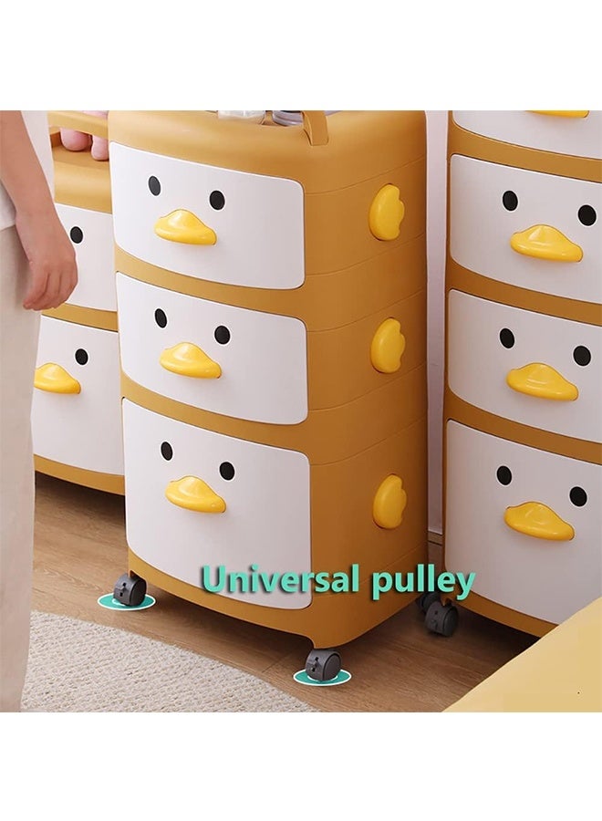 JCB CHIC صندوق تخزين من طابقين مع عجلات، منظم تخزين ألعاب الأطفال، صندوق تخزين ألعاب كبير مع درج، خزانة تخزين قائمة بتصميم كرتوني لغرفة نوم الأطفال، الحضانة، الروضة، فصل الحضانة - Image 4