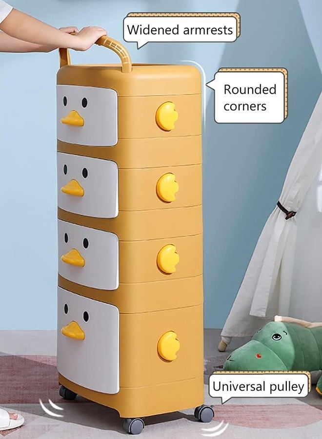 JCB CHIC صندوق تخزين من طابقين مع عجلات، منظم تخزين ألعاب الأطفال، صندوق تخزين ألعاب كبير مع درج، خزانة تخزين قائمة بتصميم كرتوني لغرفة نوم الأطفال، الحضانة، الروضة، فصل الحضانة - Image 5