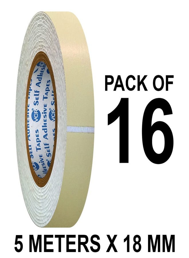 VCR Double Side White Foam Tape - 5 Meters in Length - 18mm / 0.75" Width - 16 Rolls Per Pack - Multipurpose usage, Best for Mounting, Strong Adhesion for Walls, Crafts work and fixing Furnitures - Image 2