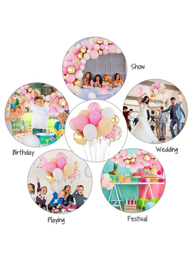 Amandir 144Pcs Pink Balloons Garland Arch Kit Light Pink Gold White Balloons Confetti Latex Metallic Balloons For Girl Birthday Baby Shower Wedding Party Decorations Supplies - Image 5