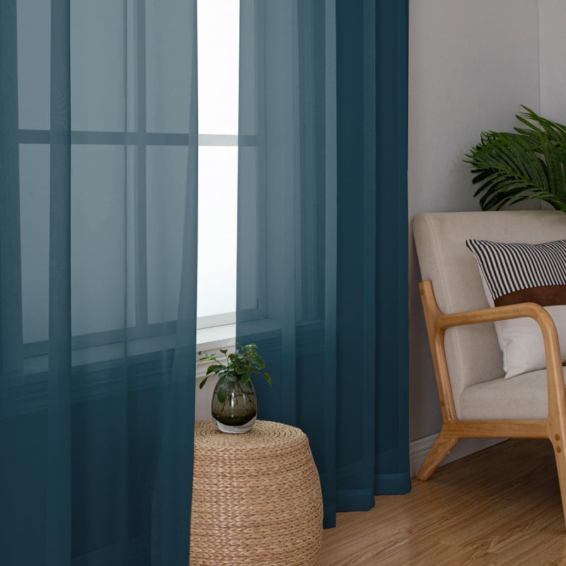 OWENIE Sheer Curtains 63 inch Length Set of 2  Rod Pocket Light Weight Sheer Curtains for Bedroom Living Room  Window Treatments Voile Sheer Curtains & Drapes  Each 42Wx63L inch  Dusty Blue - Image 2