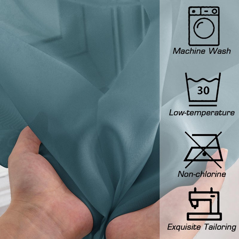 OWENIE Sheer Curtains 63 inch Length Set of 2  Rod Pocket Light Weight Sheer Curtains for Bedroom Living Room  Window Treatments Voile Sheer Curtains & Drapes  Each 42Wx63L inch  Dusty Blue - Image 4