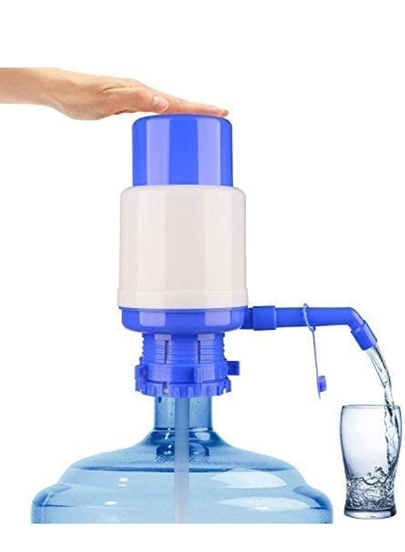 ECVV Water Bottles Pump Blue Manual Hand Pressure Drinking Fountain Pressure Pump Water Press Pump with an Extra Short Tube and Cap Fits Most 2-6 Gallon Water Coolers - Image 1