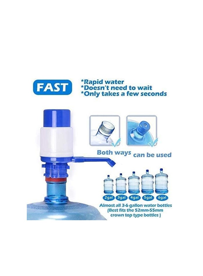 ECVV Water Bottles Pump Blue Manual Hand Pressure Drinking Fountain Pressure Pump Water Press Pump with an Extra Short Tube and Cap Fits Most 2-6 Gallon Water Coolers - Image 2
