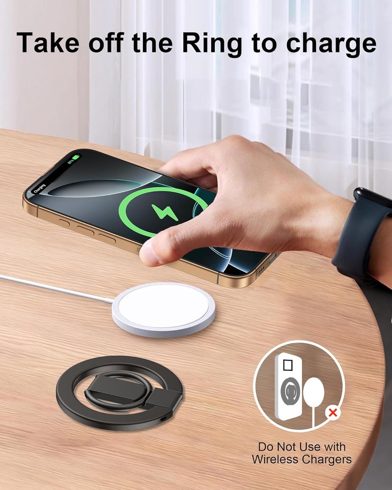 AILKIN iPhone 17 Pro Max Case Magnetic Phone Ring Holder for Hand, MagSafe Cell Phone Ring Holder Grip, Mag Safe Phone Ring Finger Holder for iPhone 17/16/15/14/13/12 Series, MagSafe Kickstand-Grey - Image 4