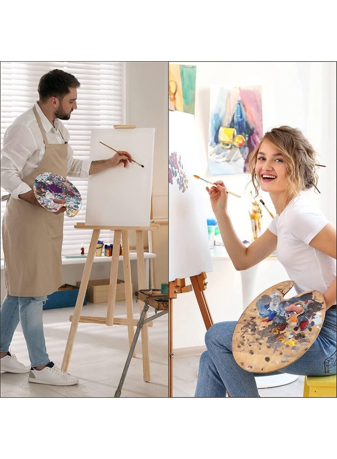 Premify مجموعة فرشاة الطلاء مع لوحة خشبية (12 فرشاة) ولوحة فنانين بيضاوية محمولة - للاستخدام مع الطلاء الأكريليكي والزيت والمائي، فرش للطلاء على القماش، اللوحات - للبالغين والأطفال، لوحة Tray - Image 5