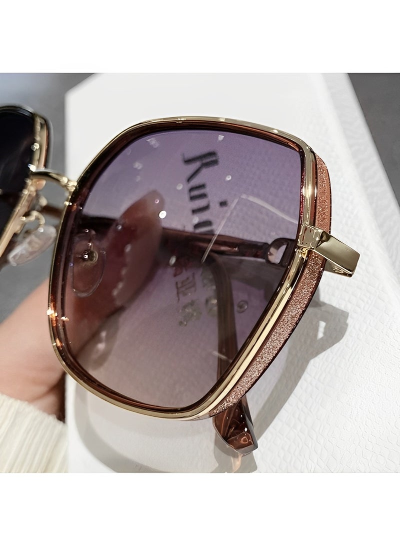 REOCLE Women's Semi Rimless Sunglasses Half Frame Sun Glasses Square Sunglasses Polarized UV Protection Trendy Designer Sun Glasses - Image 4