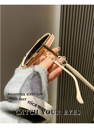 Women's Semi Rimless Sunglasses Half Frame Sun Glasses Square Sunglasses Polarized UV Protection Trendy Designer Sun Glasses - view 5