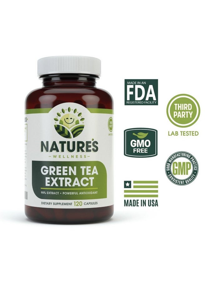 Natures Wellness - Green Tea Extract 98% Standardized with EGCG | Healthy Weight Support, Metabolism, Energy, Heart Health | Green Tea Capsules are Natural Caffeine Pills with Antioxidant & Free Radical Scavenger 1000mg - Image 1