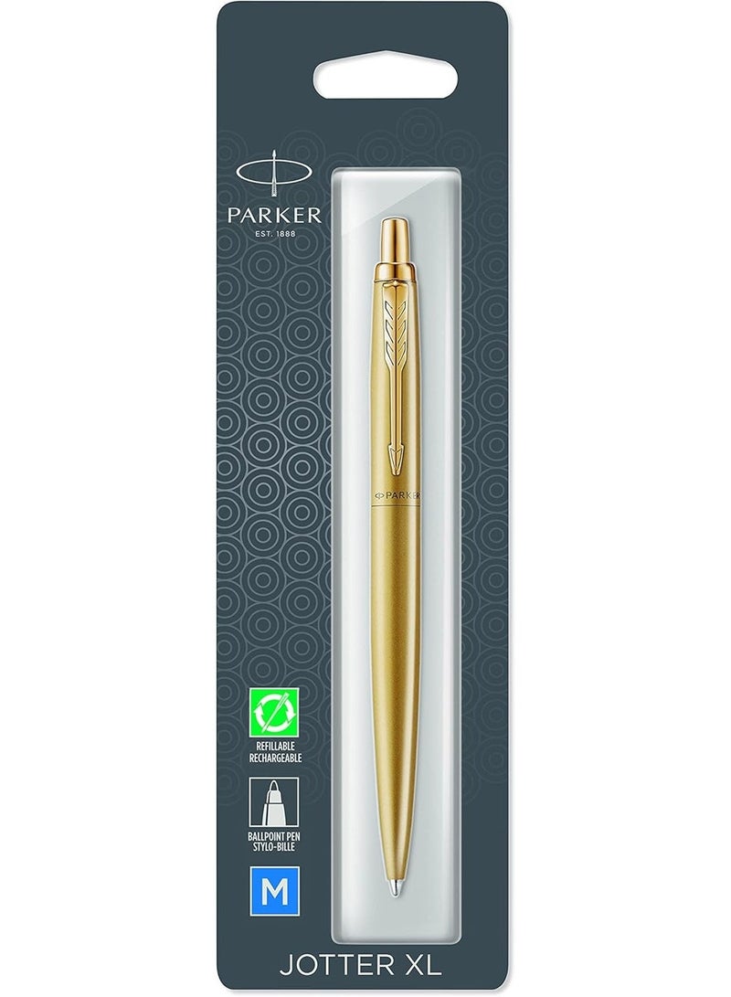 PARKER 2122758 Ballpoint Pen, Jotter XL Monochrome Premium, Yellow Gold, M Blue Blister - Image 1