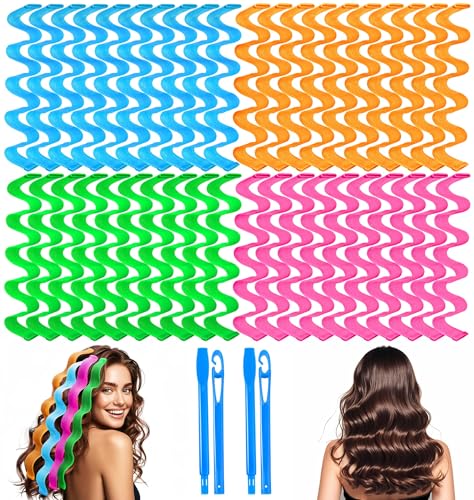 42 Pieces Heatless Waves Hair Curler No Heat Damage Wavy Hair Curlers with 2 Sets of Styling Hooks Heatless Curls for Women Girls Long Medium Short Hair 4 Colors45cm 177