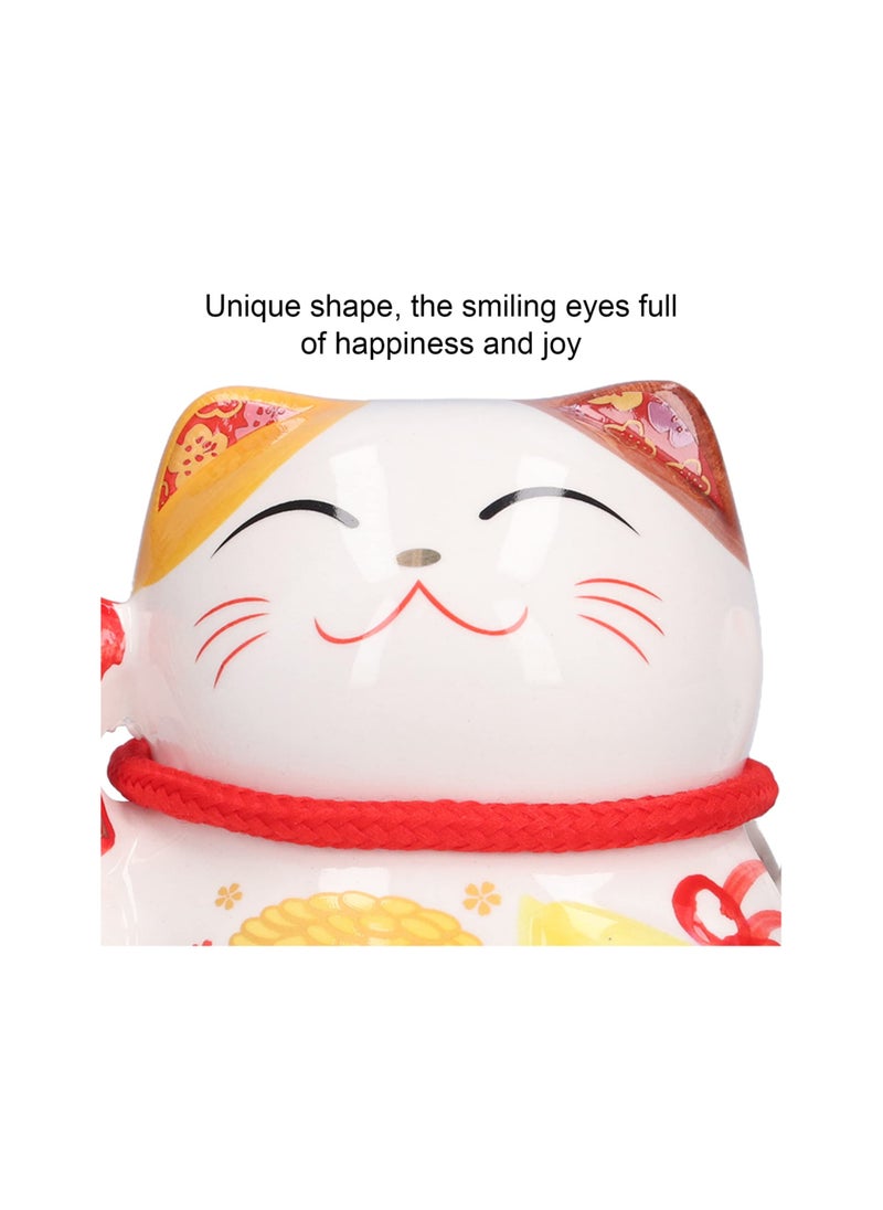 SYOSI Ceramic Maneki Neko Lucky Cat, Fortune  Chinese Eastern Cat Solar Powered Lucky Cat Happy Cat Waving Arm Fortune Cat Chinese Feng Shui Decor for Shop, Home, Restaurants, Car 3.9" x 3.7" x 4.1"  - Image 5