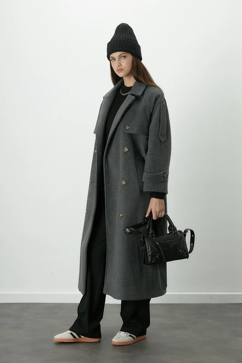 Manuka Premium Belted Trench Coat Anthracite