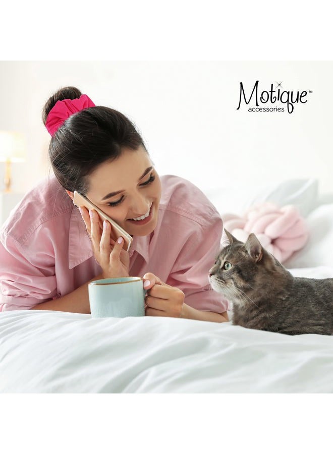 Motique Accessories Jumbo Cotton Scrunchie Hair Tie - Hot Pink - Image 2