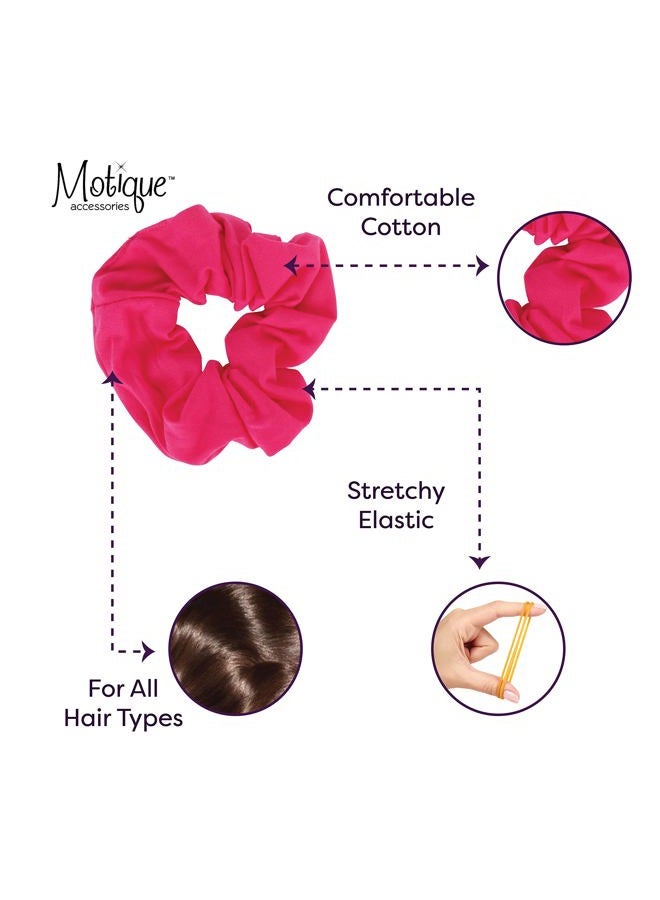 Motique Accessories Jumbo Cotton Scrunchie Hair Tie - Hot Pink - Image 4