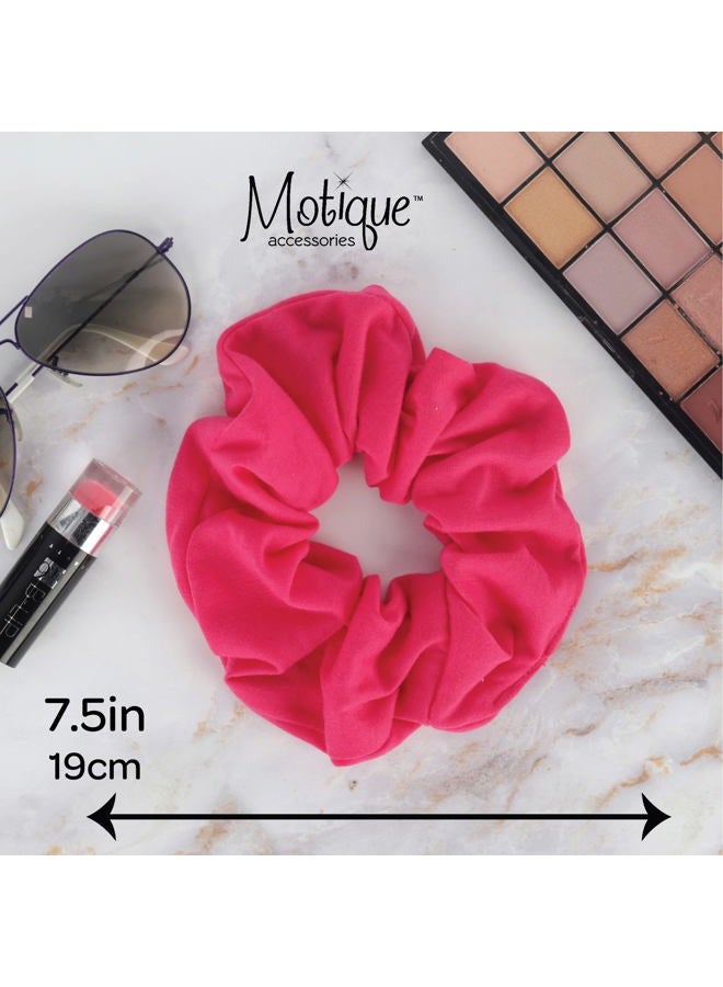 Motique Accessories Jumbo Cotton Scrunchie Hair Tie - Hot Pink - Image 5
