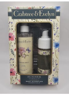 Crabtree & Evelyn Crabtree & Evelyn Summer Hill Body Hydration Set, Soothing Body Mist 8.1 Fl Oz, Body Oil 4 Fl Oz 