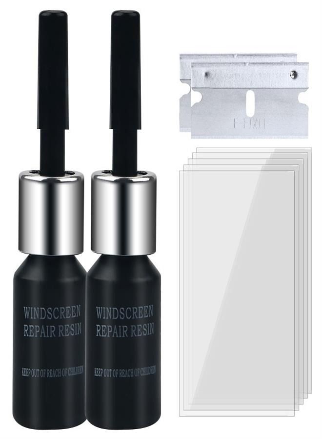 Generic 2 Pieces Automotive Glass Repair Fluid Windshield Crack Repair Set Fixing Glass DIY Car Fix Windscreen Tool Cracks Glass Filler, Easy to Use, Black  - Image 1