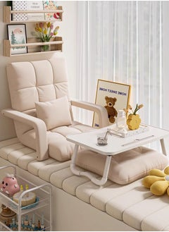 TAPIT Floor Sofa with Back Support and Armrest 5 Reclining Poistion Adjustable Floor Chair Folding Gaming Recliner Chair Floor Lounge Chair with Cushion for Gaming Reading (C-Beige)  - Image 3